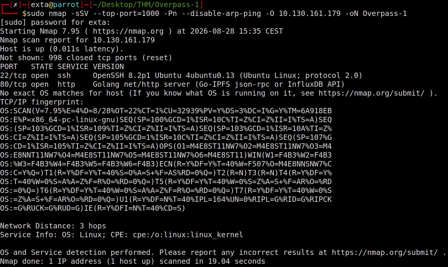 Résultat du scan nmap